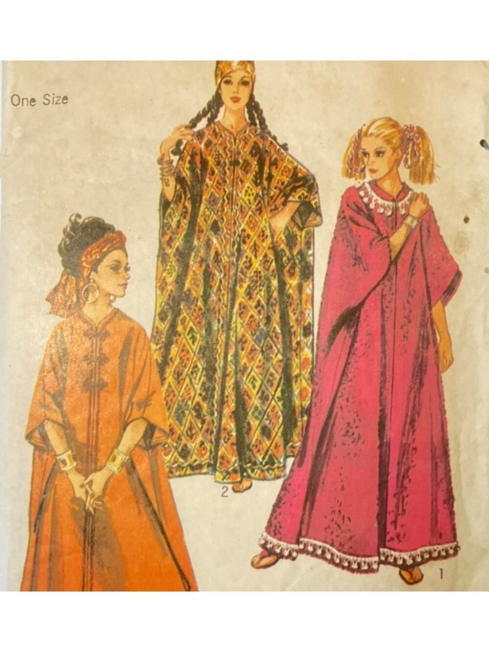 60s Simplicity 8354 Caftan  One Size Pattern Proportioned to Your Height CC